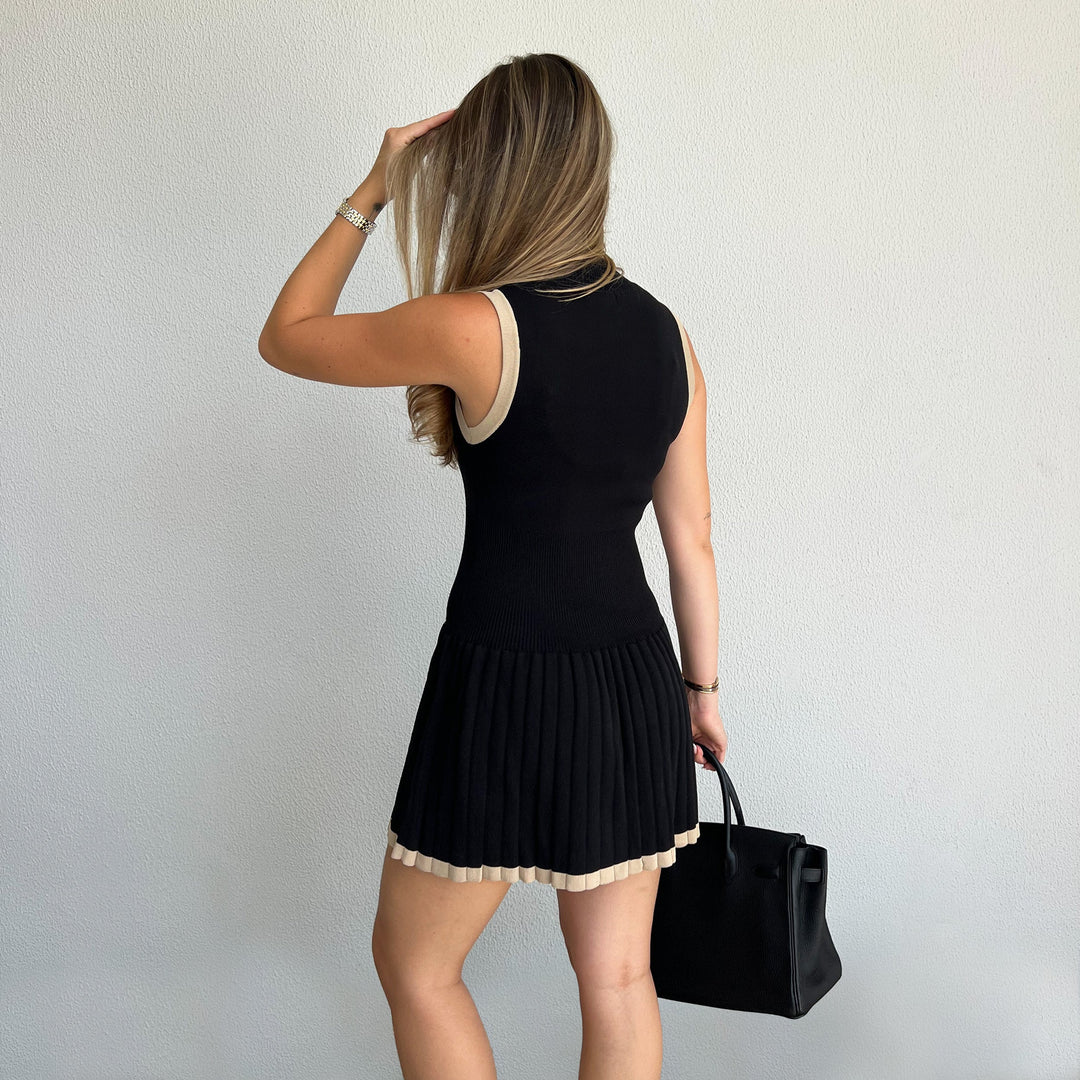 Julie | Knitted Pleated High-Neck Dress